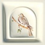 kafel kapliczka ptak golab malowany
